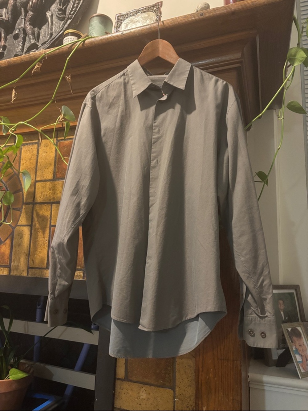 John Varvatos Men's Long-Sleeve Button-Down Shirt — Gray